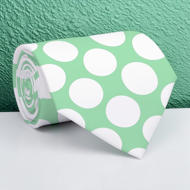 Light Green Jumbo Polka Dots Custom Necktie Krawatte (Von Creator hochgeladen)