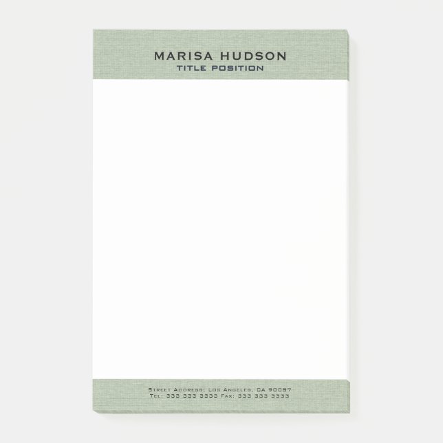 Light green Linen Fabric Texture Post-it Klebezettel (Vorderseite)