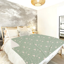 Light Green Memphis Pattern Sherpa Blanket