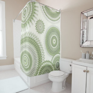 Light Green Multi Mandala  Duschvorhang