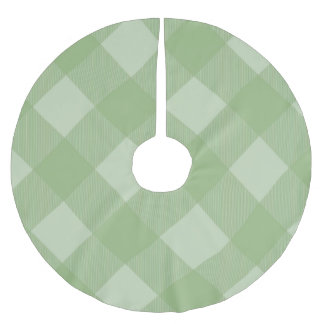 Light Green Plaid Gingham Christmas Tree Skirt Polyester Weihnachtsbaumdecke
