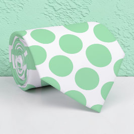 Light Green Polka Dots on White Custom Necktie Krawatte