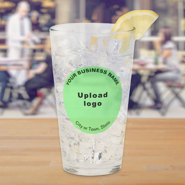 Light Green Round Shape Business Brand, Glass Cup Glas (Build brand name awareness. Light green round business brand on glass cup.)