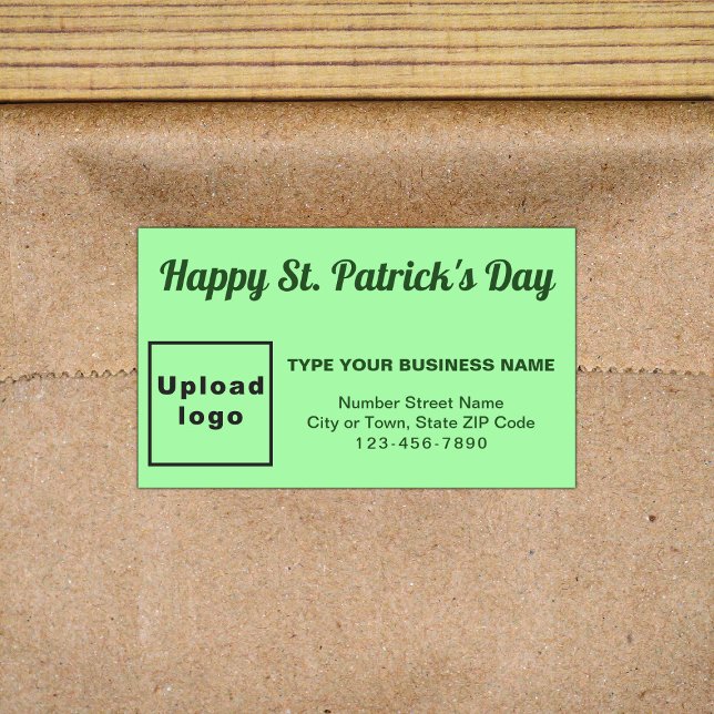 Light Green Saint Patrick Business Rechteckiger Aufkleber (Business brand with Saint Patrick greeting on light green rectangle sticker)