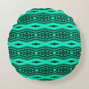 Light green seamless ikat Persian Carpet. Ethnic t Rundes Kissen