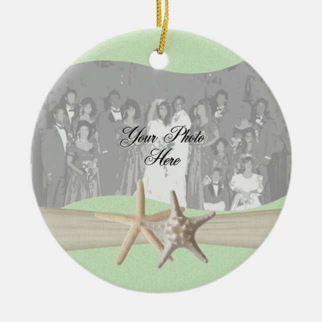 Light Green Starfish Foto Keramik Ornament (Vorne)