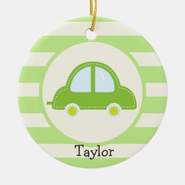 Light Green Toy Car Keramikornament (Vorne)