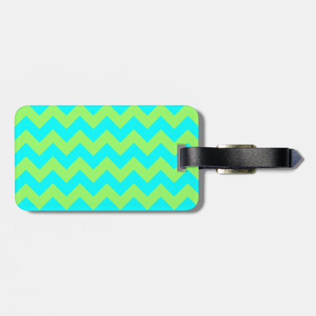 Light Green und Aqua Zigzag Gepäckanhänger (Rückseite horizontal)