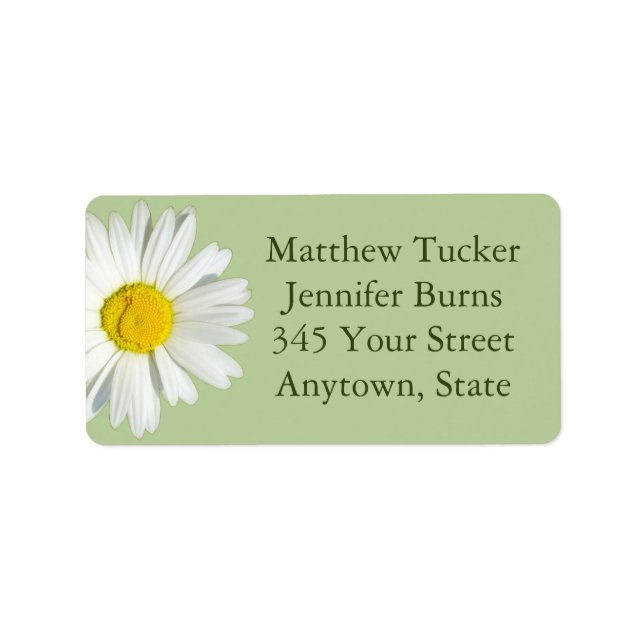 Light Green White Daisy Envelope Address Labels Adressaufkleber (Vorne)