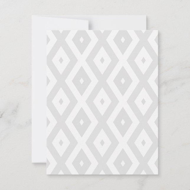 Light grey and white diamond pattern RSVP karte (Vorderseite)