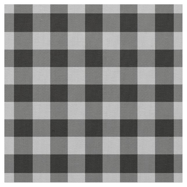 Light Grey & Black Plaid Gingham Stoff (Nahaufnahme)