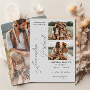 Light Grey Minimal Overlay Foto Wedding Einladung