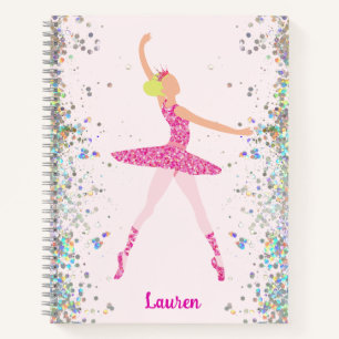 Light Hair Pink Glitter Dress Ballerina Crown Notizbuch