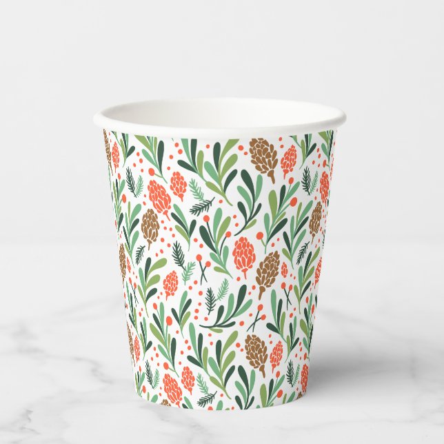 Light Holiday Grüntöne Paper Cup Pappbecher (Vorderseite)