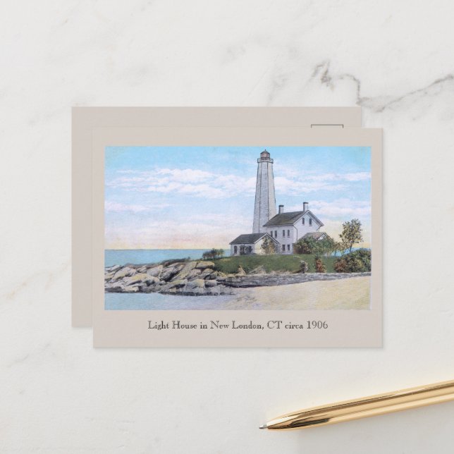 Light House New London CT Postkarte (Vorderseite/Rückseite Beispiel)