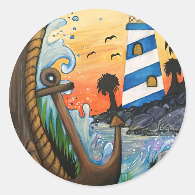 Light House View Runder Aufkleber (Vorderseite)