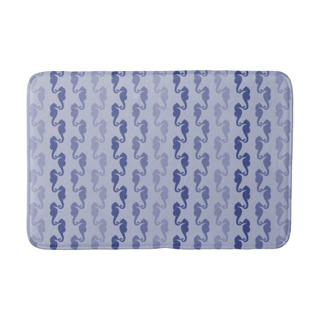 Light Indigo Seepferd Links Bath Mat Badematte (Vorderseite)