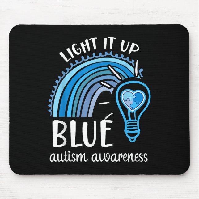 Light It Up Blue Autismus Awareness Month Rainbow  Mousepad (Vorne)