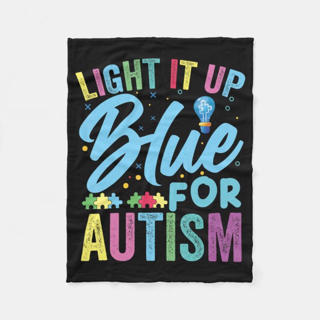 Light It Up Blue Autismus Awareness T - Shirt92 Fleecedecke (Vorderseite)