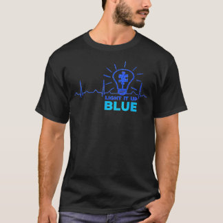 Light It Up Blue Tshirt Puz Zle Heartbeat Autism A