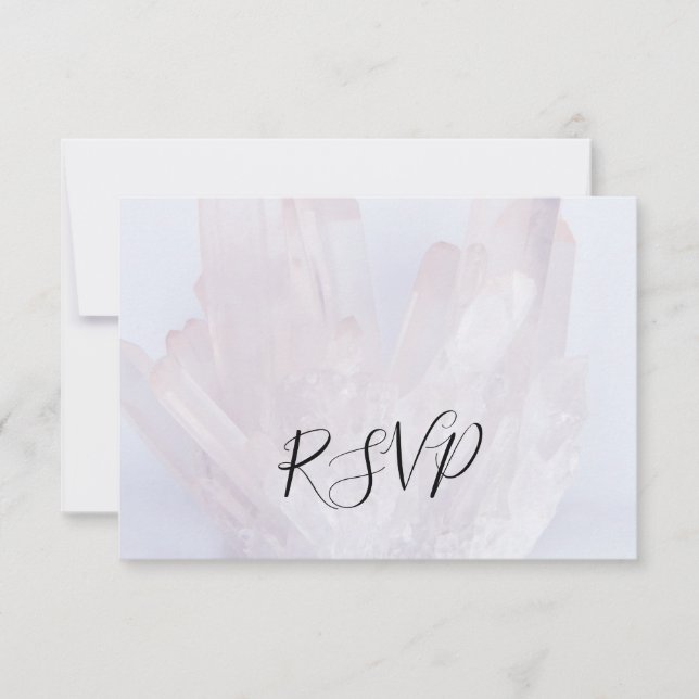 Light Lavender Crystals Wedding RSVP Replik Card Karte (Vorderseite)
