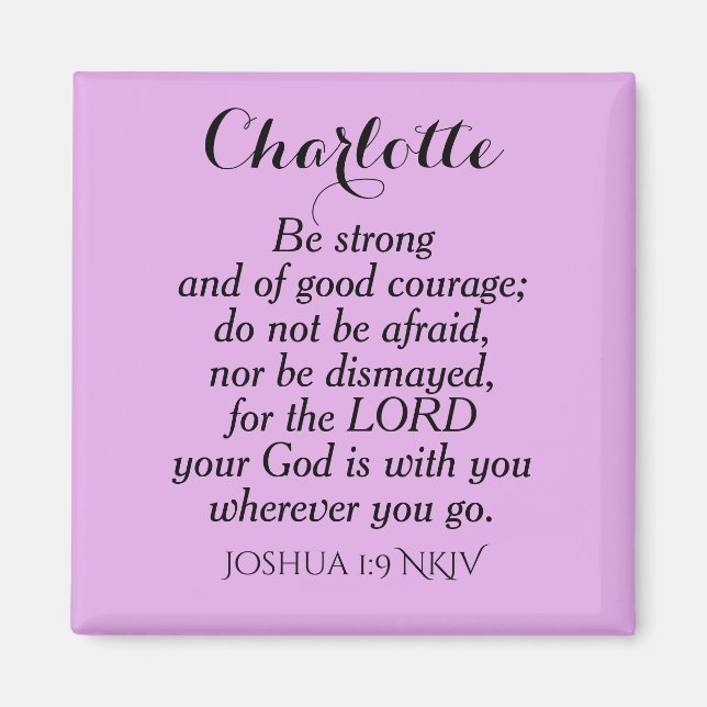 Light Lila Courage Bible Verse Individuelle Name Magnet (Vorne)