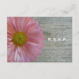 Light Lila Daisy & Barnwood Wedding R.S.V.P. RSVP Karte
