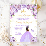 Light Lila Dark Skin Princess 16 . Geburtstag Einladung<br><div class="desc">Dieses elegante und glamouröse 16 . Geburtstag-Geburtstagsjubiläum besticht durch eine hübsche Prinzessin mit dunkler Hautfarbe in einem lila, hellen Ball-Gown. Der Text kombiniert handgeschriebene Skripte mit modernen serifenlosen Schriftart für ein elegantes und raffiniertes Aussehen. Die Blumenarrangements, Schmetterling und Goldkonfetti bilden die perfekte Mischung aus rustikal und schick. Grafiken von www.etsy.com/uk/shop/SunflowerDayLove...</div>