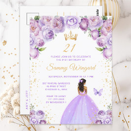 Light Lila Dark Skin Princess Birthday Party Postkarte