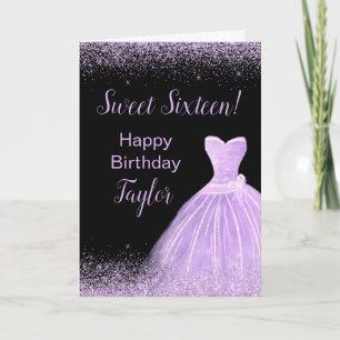 Light Lila Dress Imitate Glitzer Sweet 16 Birthday Karte