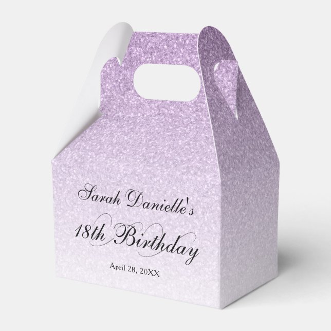 Light Lila Glam Glitzer Personalisiert Geschenkschachtel (Vorderseite)