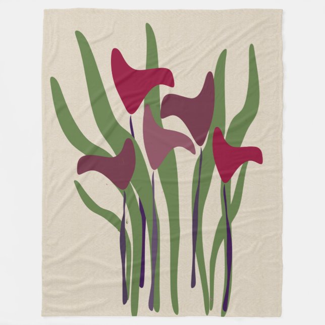 Light Linen Look Lilies Fleece Blanket (Vorderseite)