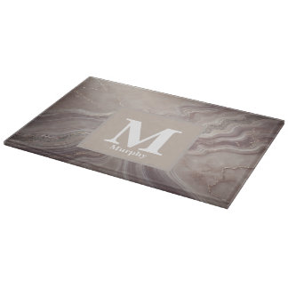 Light Mauve Marmor mit Silver Accents Monogram Schneidebrett