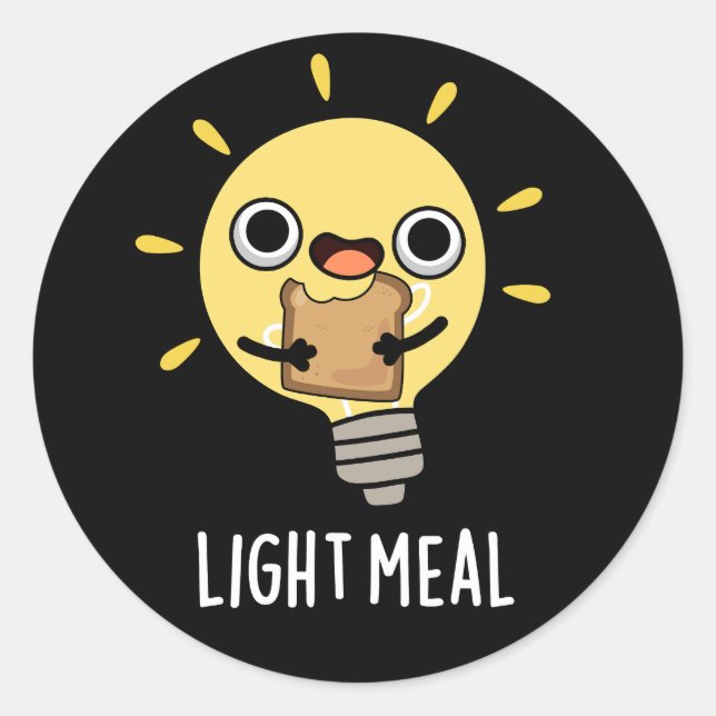 Light Meal Funny Electric Bulb Pun Dark BG Runder Aufkleber (Vorderseite)