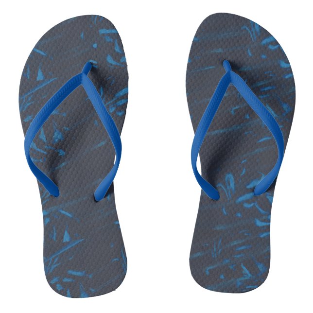 Light Medium Blue Abstrakt auf Black FlipFlops (Fußbett)