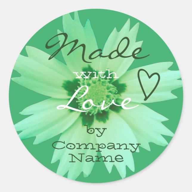 Light Mint Green Blume Blossom aus Liebe Runder Aufkleber (Vorderseite)