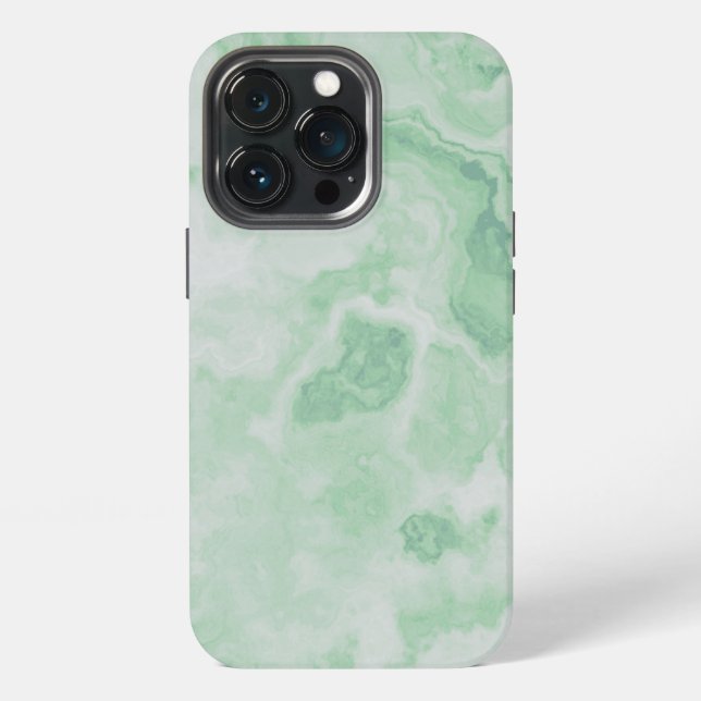 Light Mint Green Marmor iPhone 13 Pro Hülle (Hinten)