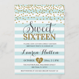 Light Minze Green Gold 16 . Geburtstag Party Gebur Einladung
