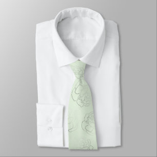 Light Minze Green Silver Floral Wedding Krawatte