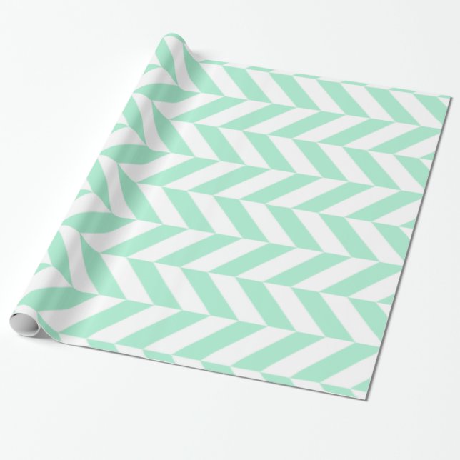 Light Minze Green Zickzack Pattern Geschenkpapier (Ungerollt)