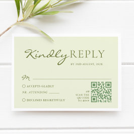 Light Olive Green Wedding RSVP Karte