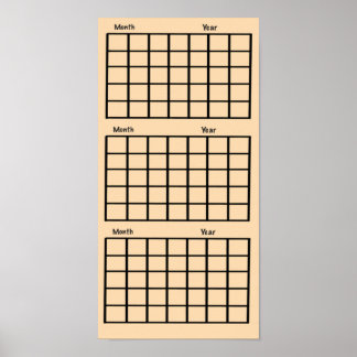 Light Orange 3 Monate Calendar Poster