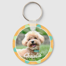 Light Orange Boho Muster Personalisiert Pet Foto Schlüsselanhänger