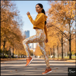 Light Orange Crowded Dog Face Repeat Pattern Leggings