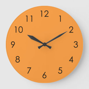 Light Orange Large Black Numbers Wall Clock Große Wanduhr