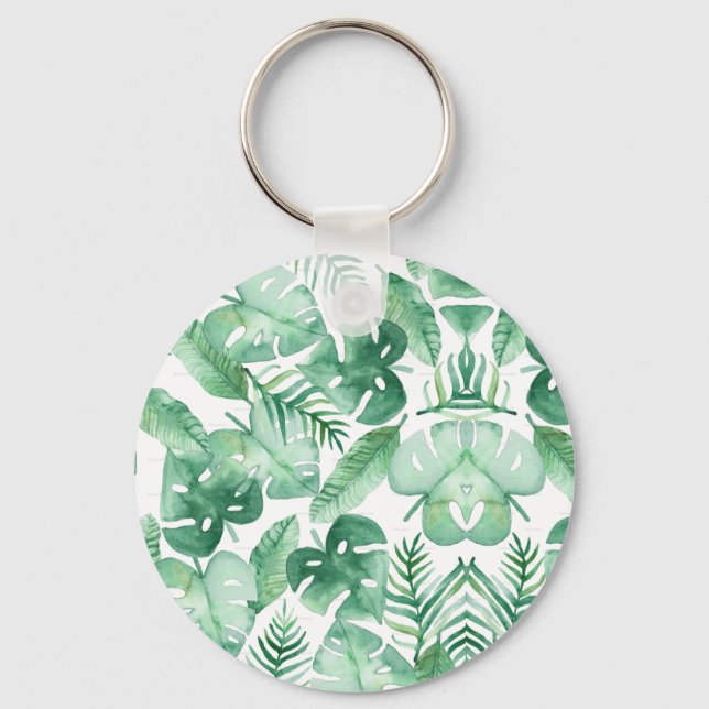 Light Palm Leaf Print Gastgeschenk Schlüsselanhäng Schlüsselanhänger (Vorderseite)