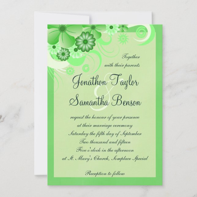 Light Pastel Green Floral 5x7 Invitations de maria (Devant)