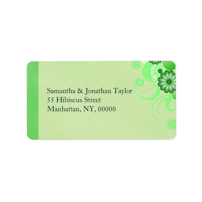 Light Pastel Green Hibiskus Floral Address Labels Adressaufkleber (Vorne)