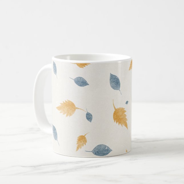 Light Pastel Minimalist Autumn Leaves Pattern Kaffeetasse (Vorderseite Links)