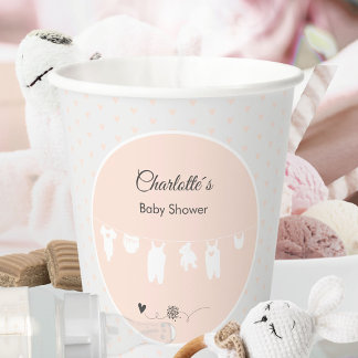 Light Peach Hearts Baby Girl Dusche Pappbecher